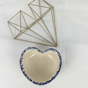Cream & Blue Heart Shaped Bowl